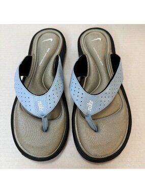 Nike Women's Flip Flop Thong Comfort Footbed Size 10 Blue Grey Black